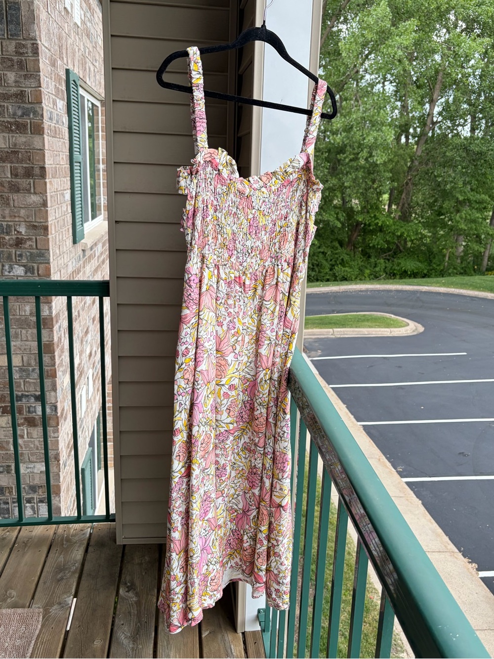 🆕💖 Abbey Glass XL Floral Linen Blend Smocked Maxi Dress Cottagecore Sundress - Picture 3 of 17